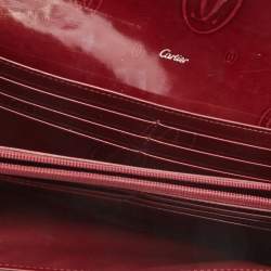 Pre Owned Cartier Burgundy Patent Leather Happy Birthday Continental Wallet
