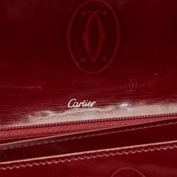 Pre Owned Cartier Burgundy Patent Leather Happy Birthday Continental Wallet