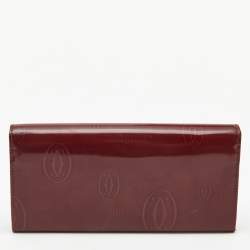 Pre Owned Cartier Burgundy Patent Leather Happy Birthday Continental Wallet