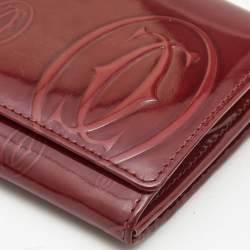 Pre Owned Cartier Burgundy Patent Leather Happy Birthday Continental Wallet