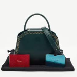 Pre Owned Cartier Green Leather Mini Guirlande De Cartier Top Handle Bag