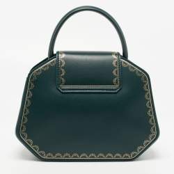 Pre Owned Cartier Green Leather Mini Guirlande De Cartier Top Handle Bag