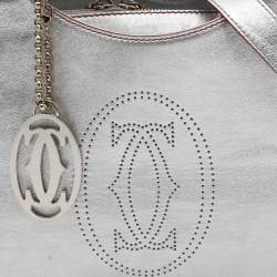 Pre Owned Cartier Silver/Red Leather Marcello de Cartier Bag