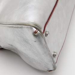 Pre Owned Cartier Silver/Red Leather Marcello de Cartier Bag