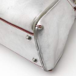 Pre Owned Cartier Silver/Red Leather Marcello de Cartier Bag