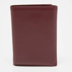 Pre Owned Cartier Burgundy Leather Must De Cartier Tri Fold Wallet
