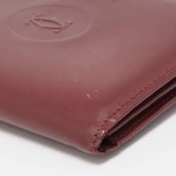 Pre Owned Cartier Burgundy Leather Must De Cartier Tri Fold Wallet