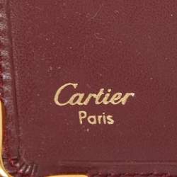Pre Owned Cartier Burgundy Leather Must De Cartier Tri Fold Wallet