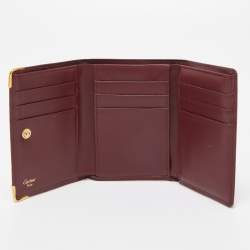 Pre Owned Cartier Burgundy Leather Must De Cartier Tri Fold Wallet