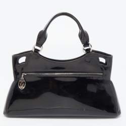Pre Owned Cartier Black Patent Leather Small Marcello De Cartier Bag