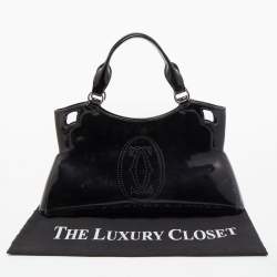 Pre Owned Cartier Black Patent Leather Small Marcello De Cartier Bag