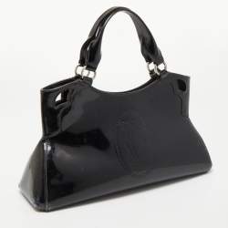 Pre Owned Cartier Black Patent Leather Small Marcello De Cartier Bag