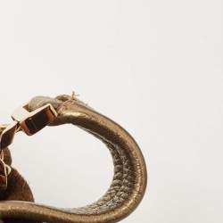 Pre Owned Cartier Gold/Olive Green Suede and Leather Frame Satchel