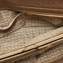 Pre Owned Cartier Gold/Olive Green Suede and Leather Frame Satchel