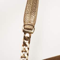 Pre Owned Cartier Gold/Olive Green Suede and Leather Frame Satchel