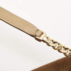 Pre Owned Cartier Gold/Olive Green Suede and Leather Frame Satchel