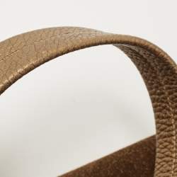 Pre Owned Cartier Gold/Olive Green Suede and Leather Frame Satchel