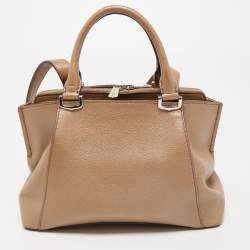 Pre Owned Cartier Metallic Beige Leather Mini C De Cartier Satchel