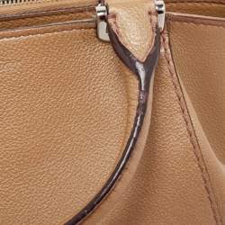 Pre Owned Cartier Metallic Beige Leather Mini C De Cartier Satchel
