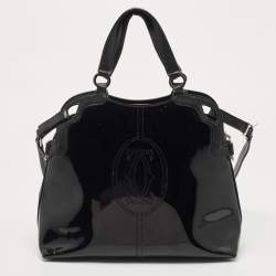 Pre Owned Cartier Black Patent and Leather Marcello de Cartier Satchel
