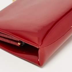 Pre Owned Cartier Red Patent Leather and Snake Trim Chain Clutch