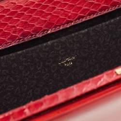 Pre Owned Cartier Red Patent Leather and Snake Trim Chain Clutch