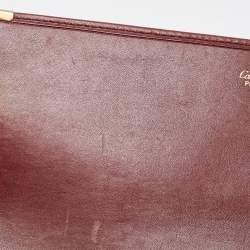 Pre Owned Cartier Burgundy Leather Must de Cartier Organizer Clucth