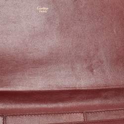 Pre Owned Cartier Burgundy Leather Must de Cartier Organizer Clucth
