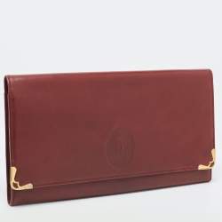 Pre Owned Cartier Burgundy Leather Must de Cartier Organizer Clucth