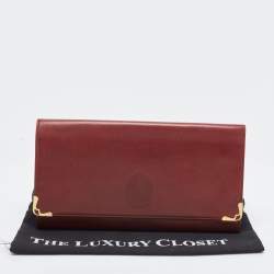 Pre Owned Cartier Burgundy Leather Must de Cartier Organizer Clucth