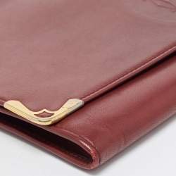 Pre Owned Cartier Burgundy Leather Must de Cartier Organizer Clucth