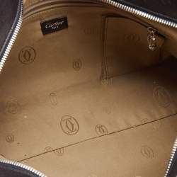 Pre Owned Cartier Black Leather and Python Embossed Medium Marcello de Cartier Shoulder Bag