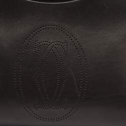 Pre Owned Cartier Black Leather and Python Embossed Medium Marcello de Cartier Shoulder Bag