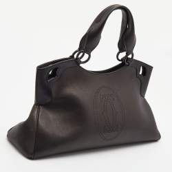 Pre Owned Cartier Black Leather and Python Embossed Medium Marcello de Cartier Shoulder Bag
