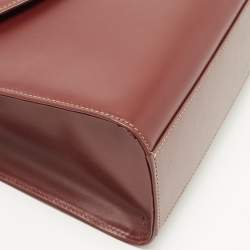 Pre Owned Cartier Burgundy Leather Le Must De Cartier Top Handle Bag