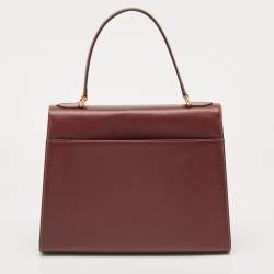Pre Owned Cartier Burgundy Leather Le Must De Cartier Top Handle Bag