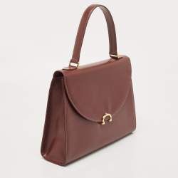 Pre Owned Cartier Burgundy Leather Le Must De Cartier Top Handle Bag