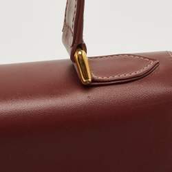 Pre Owned Cartier Burgundy Leather Le Must De Cartier Top Handle Bag