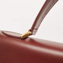 Pre Owned Cartier Burgundy Leather Le Must De Cartier Top Handle Bag