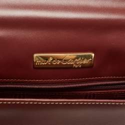 Pre Owned Cartier Burgundy Leather Le Must De Cartier Top Handle Bag