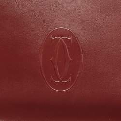 Pre Owned Cartier Burgundy Leather Le Must De Cartier Top Handle Bag