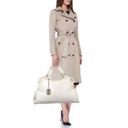 Pre Owned Cartier Off-White Leather Large Marcello de Cartier Bag