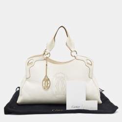 Pre Owned Cartier Off-White Leather Large Marcello de Cartier Bag