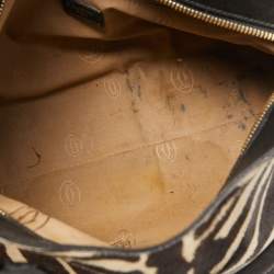 Pre Owned Cartier White/Black Zebra Print Calf Hair Small Marcello de Cartier Satchel