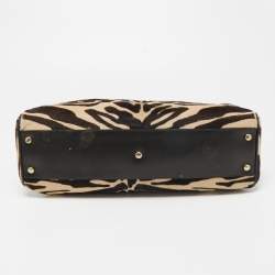 Pre Owned Cartier White/Black Zebra Print Calf Hair Small Marcello de Cartier Satchel