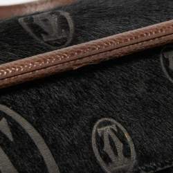 Pre Owned Cartier Black/Brown Calfhair and Leather Happy Birthday Cabochon Flap Bag