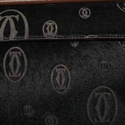 Pre Owned Cartier Black/Brown Calfhair and Leather Happy Birthday Cabochon Flap Bag