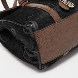 Pre Owned Cartier Black/Brown Calfhair and Leather Happy Birthday Cabochon Flap Bag