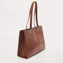 Cartier Brown Gloss Leather Panther Tote
