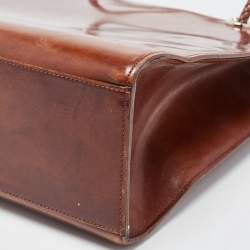 Pre Owned Cartier Brown Glossy Leather Panthere Braided Handle Tote